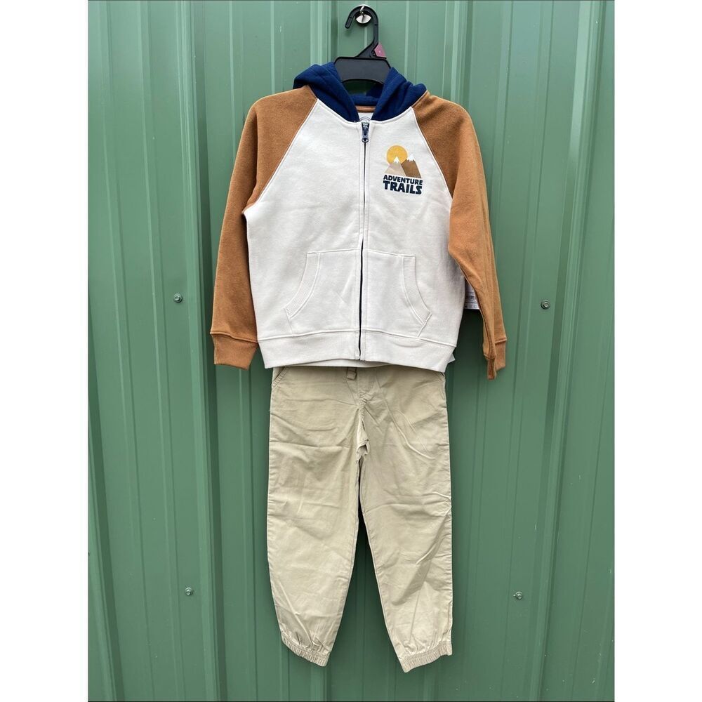 Boys Zip Hoodie & Khaki Jogger Pants Size 7